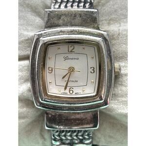Geneva Silver Tone Gold Indices Women’s Cuff Watch